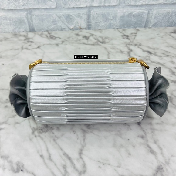 Kate Spade Sweet Treats Festive Pleated Small Barrel Bag In Starlight Silver - Picture 6 of 16